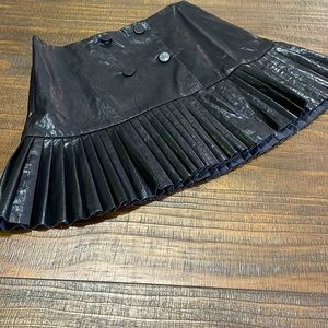 Faux Leather Pleated Skirt